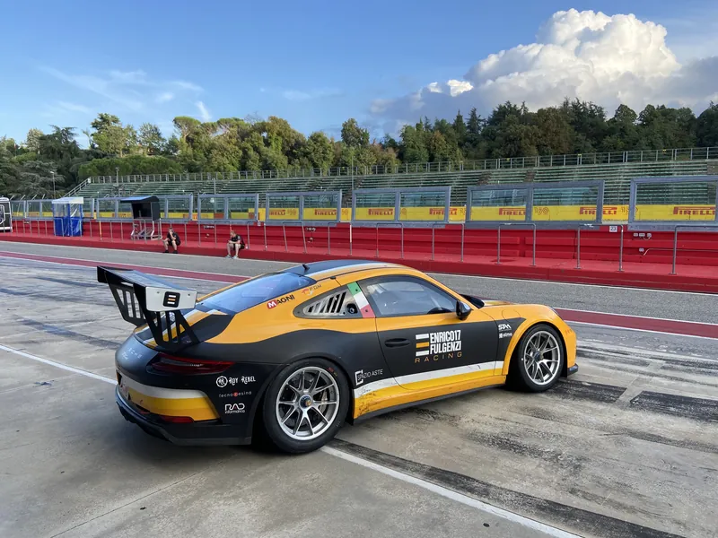 Enrico Fulgenzi Racing car in the pit lane