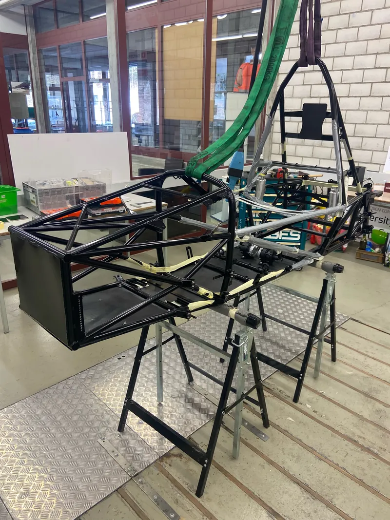 Nebula chassis on stands during assembly