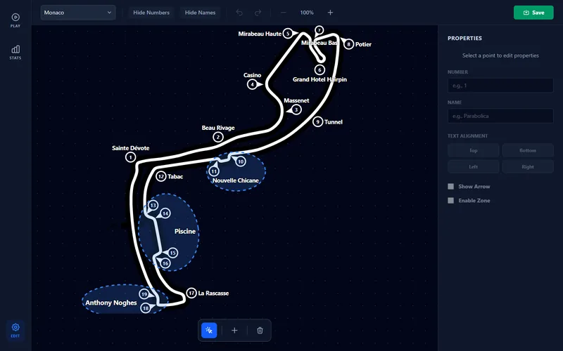 Editor with every corner of Monaco numbered and named